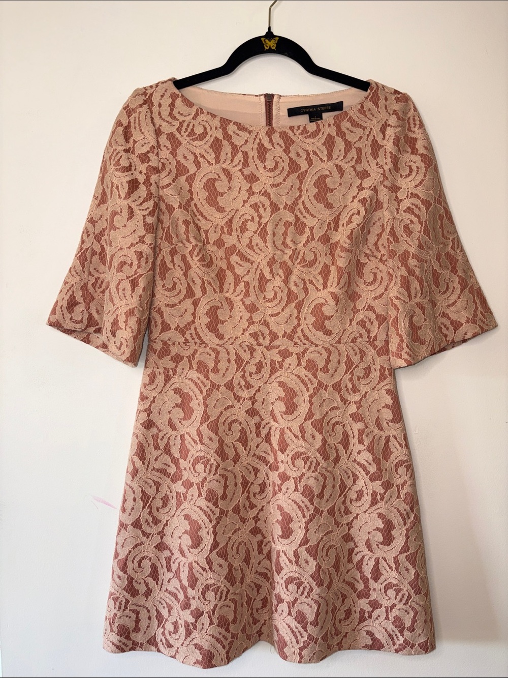 Cynthia Steffe Rose Lace Fit-and-Flare Mini Dress- Size 4